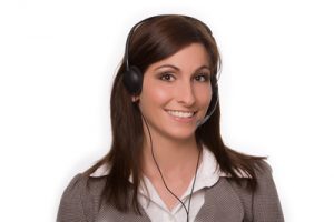 Freundliche Frau mit Headset